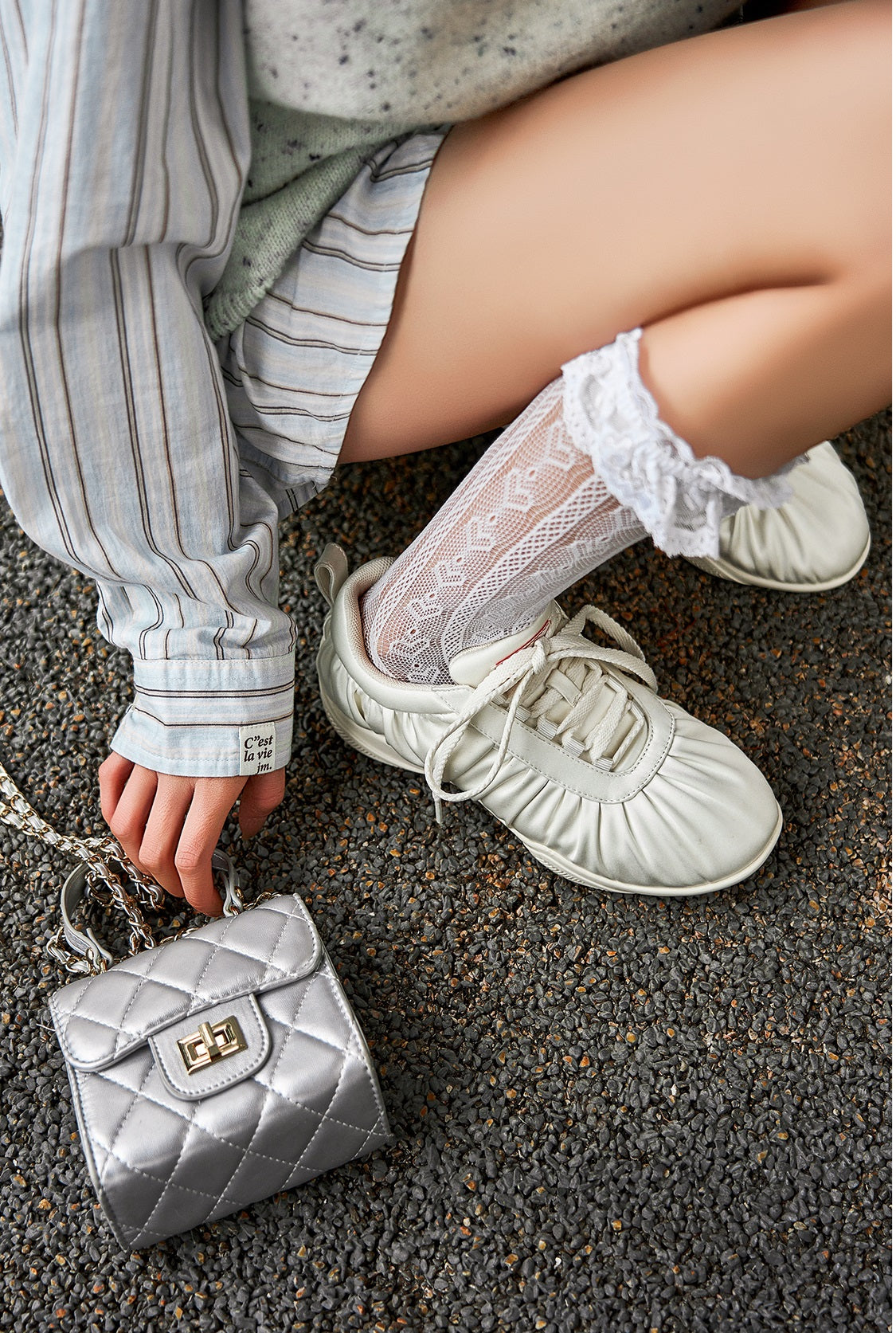 SHOESZOOO Pleated silk cloth casual shoes  - LUKE.