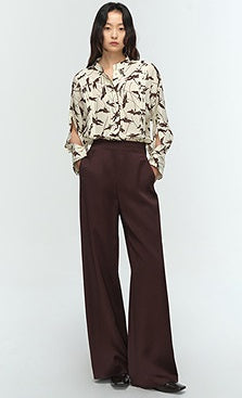 COMME MOI Lu Yan Designer's new women's printed mulberry silk stand-up collar long-sleeved shirt - DESTINY.