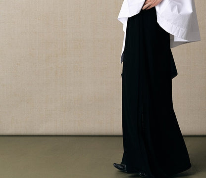 ZHUCHONGYUN black mulberry silk and linen blend drape knitted skirt-AIR.