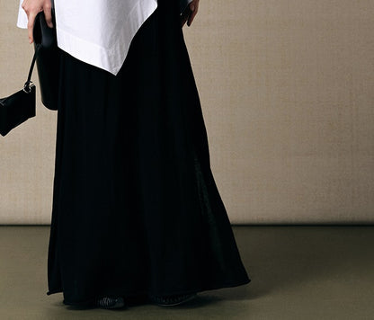 ZHUCHONGYUN black mulberry silk and linen blend drape knitted skirt-AIR.