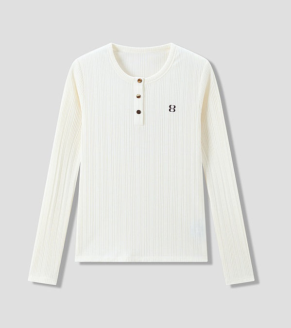 COMME MOI Lu Yan designer new women's Henry collar wool base T-shirt - PRIDE.