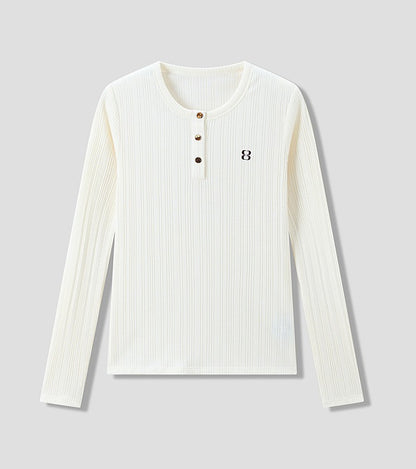 COMME MOI Lu Yan designer new women's Henry collar wool base T-shirt - PRIDE.