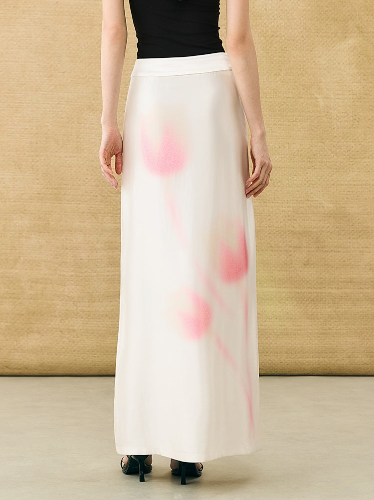 HECO Chinese high-end acetic acid skirt summer tulip print drape - ESSENCE.