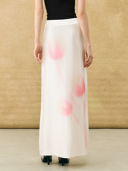 HECO Chinese high-end acetic acid skirt summer tulip print drape - ESSENCE.