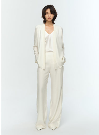 COMME MOI Lu Yan designer's new women's commuter collarless silk wool streamer suit - MARTHA.