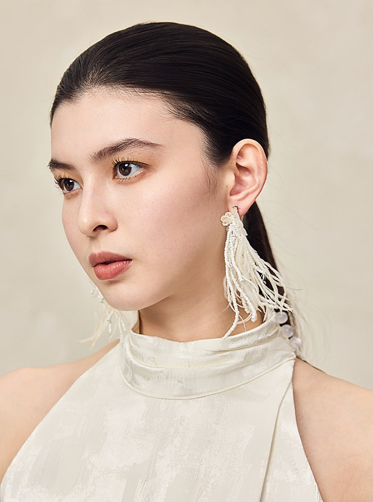 HECO Jacquard Cross Slit Pile Collar Red White Purple Crop Top Women - WORSHIP.