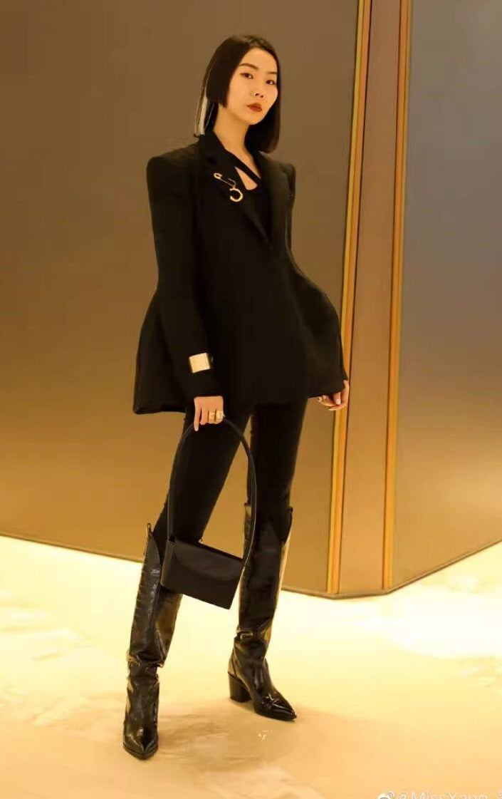 B-FEI mid-heeled high cowboy boots-YING.