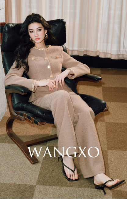 WANGXO | Milky Way Meteor Tweed Hand-Woven Two-Piece Outfit Set-NORA.