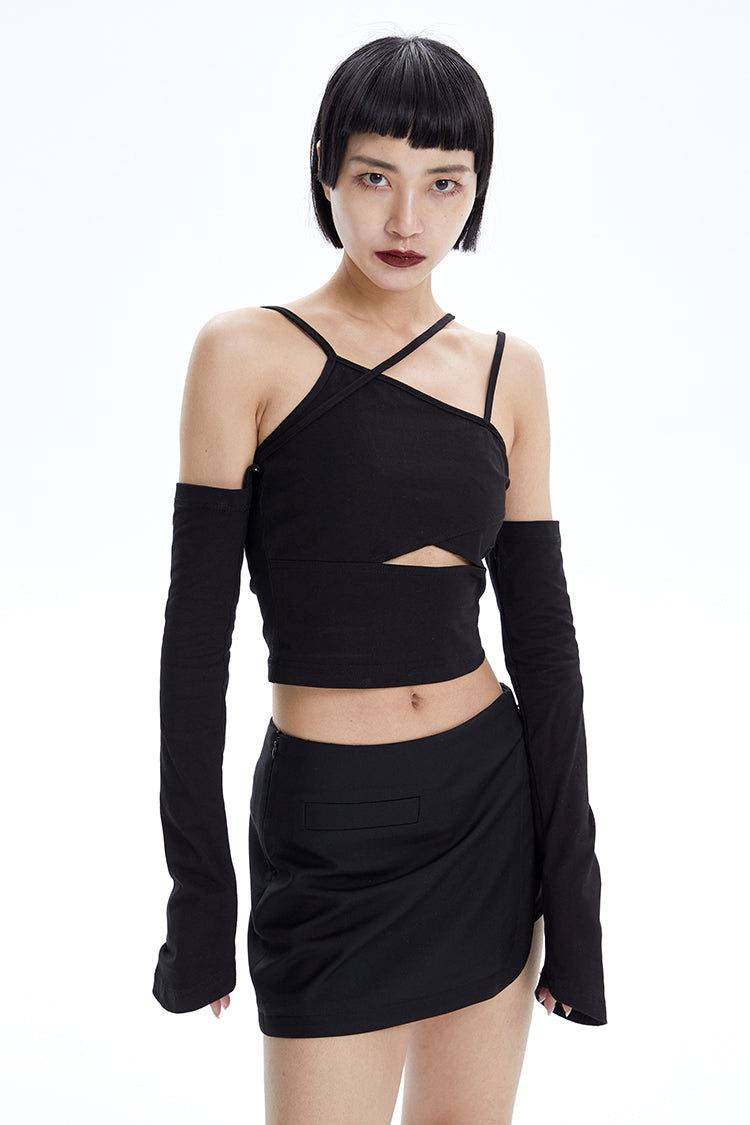 TINY IN Detachable Sleeve Women's Short Cut-out Top -YOYO