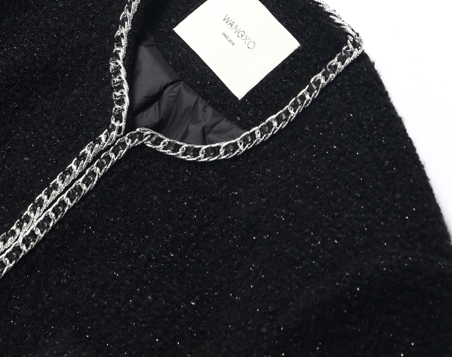 WANGXO | Silk Wool Tweed White Duck Down Jacket-ZAYA.