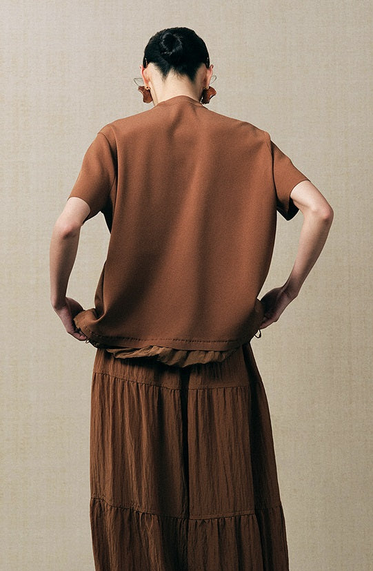 ZHUCHONGYUN crew collar short sleeves and loose pant outfit set-ECHO.