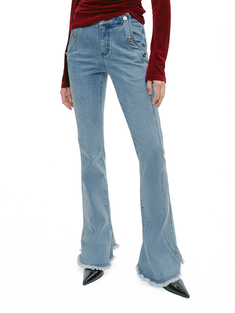 YES BY YESIR Six-Button Horseshoe Bootcut Jeans - COLLIDE.