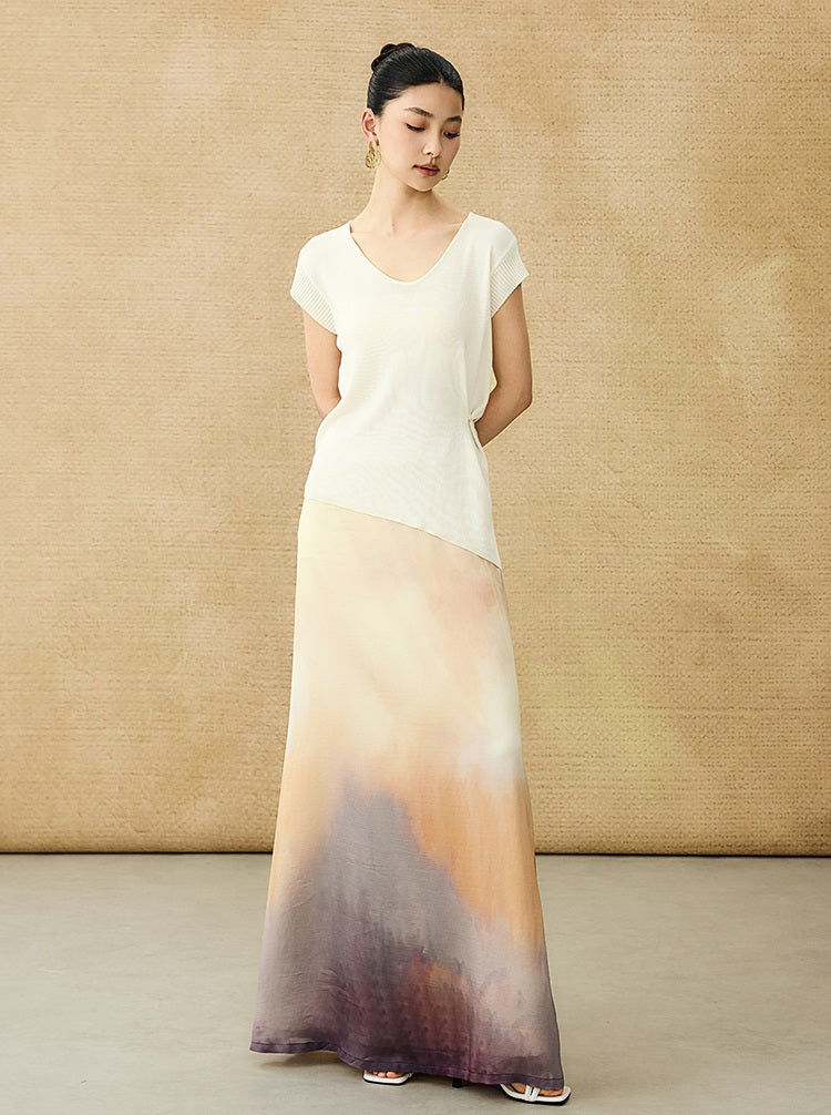 HECO Chinese Blended Temperament Silk Drape Hip Skirt - SOULS .