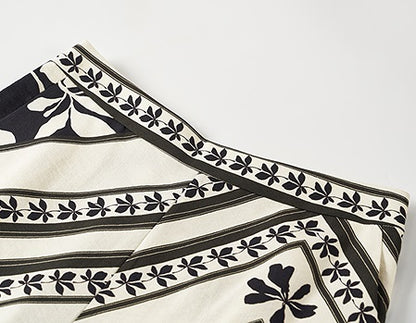 COMME MOI Lv Yan designer summer  black and white printed tassel straight-leg pants - KAIN.