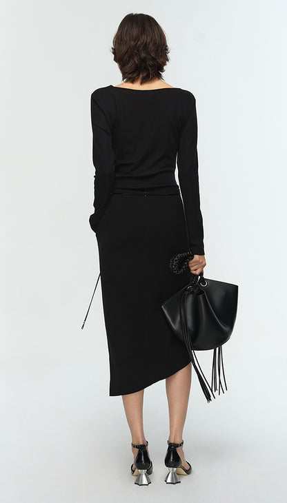 COMME MOI Lu Yan designer's new women's commuter acetate lace asymmetrical skirt - BANKS.