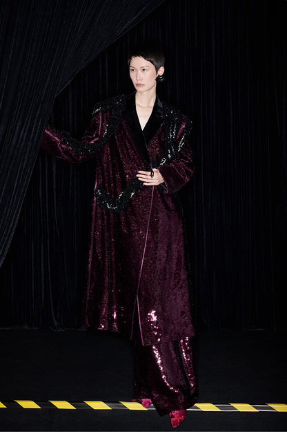 M essential Mackay designer beaded belt wide-shoulder sequins coat skirt set- Rae.