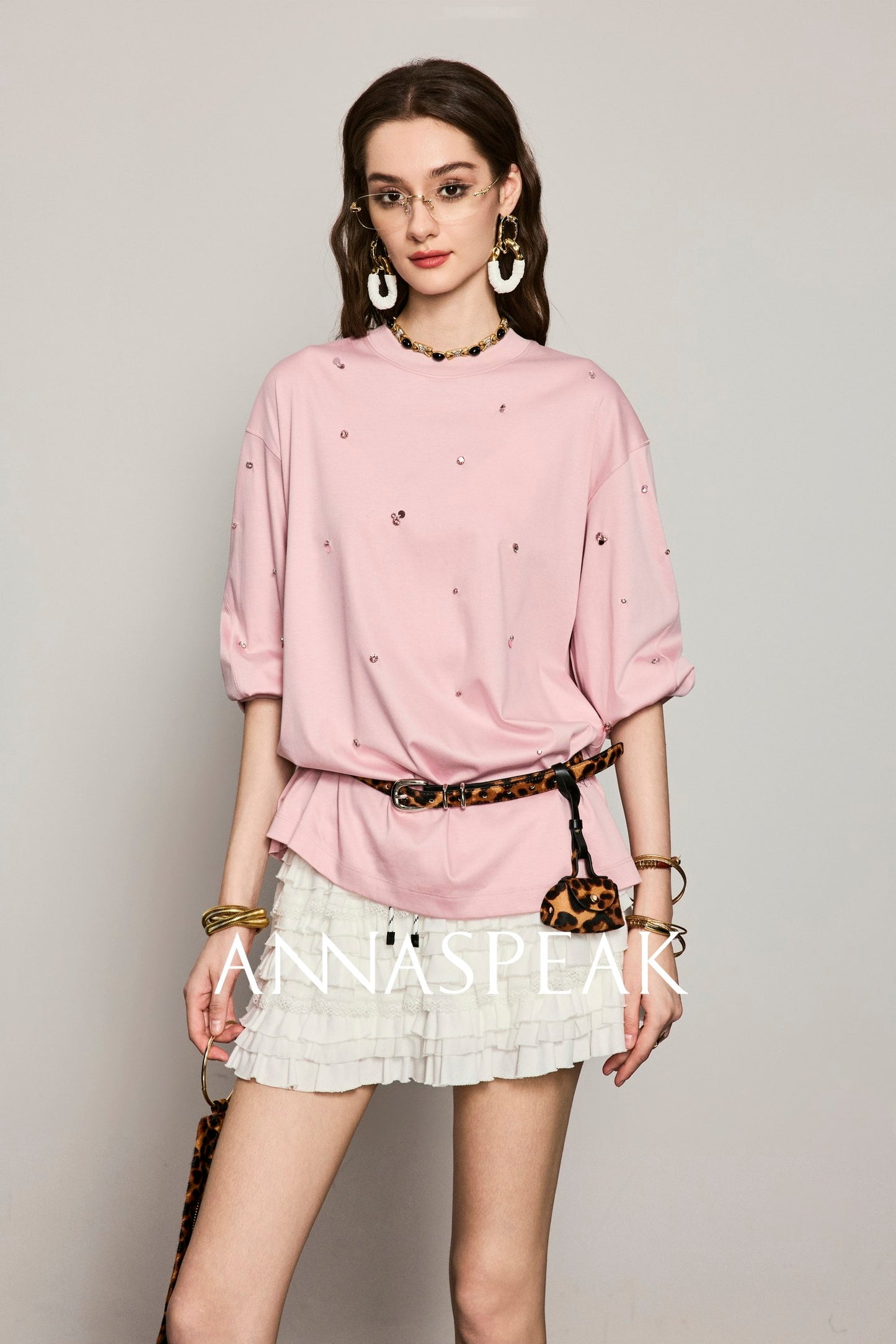 ANNASPEAK original top layer cowhide high-quality texture vintage leopard print belt-NIGE.