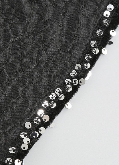 DOLLY Luxury Black Sleeveless Sequin Halter Neck Irregular Hem Sexy Cocktail Dress-ANASTASIA