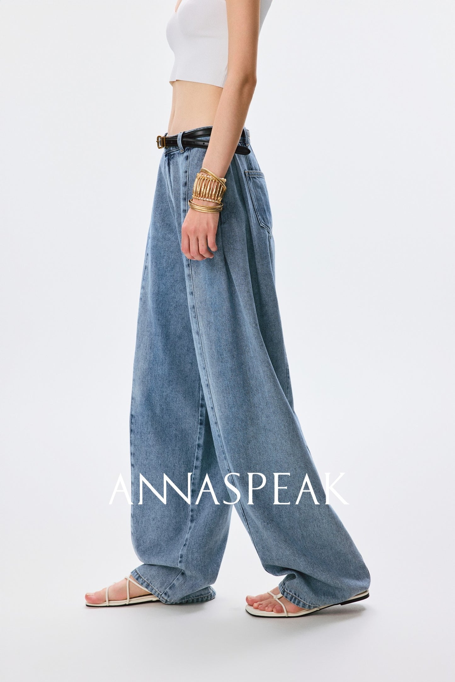 ANNASPEAK fashionable  cotton loose jeans-CHISA.