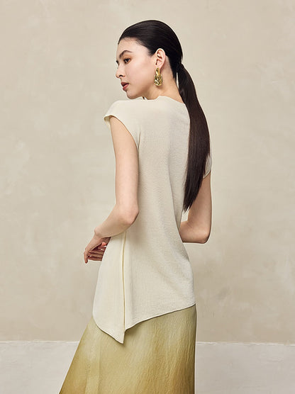 HECO Shoulder Sleeveless Oblique Hem Top - SABO.