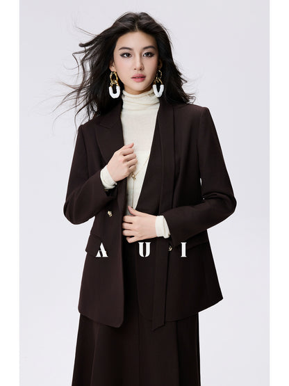 AUI cotton wool slightly sheer turtleneck sweater base knit long sleeve top - Myeong
