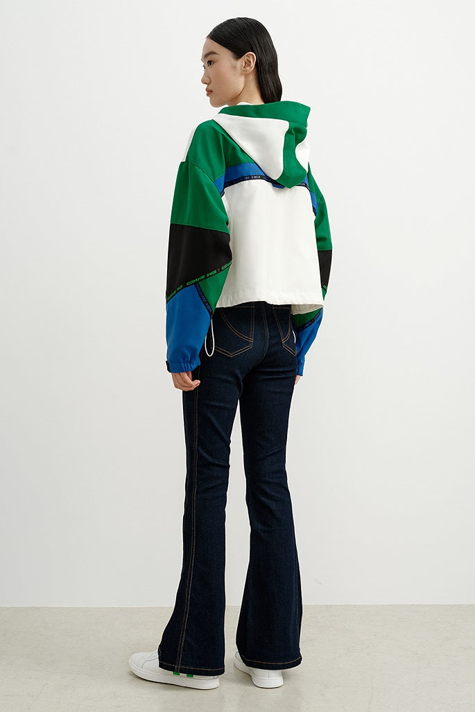 COMME MOI short contrasting patchwork hooded sports top - PENLOPE.