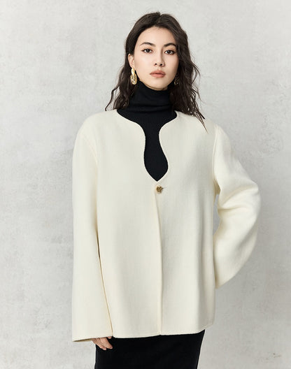 HECO winter double-sided woolen  black red apricot coat women - glory.