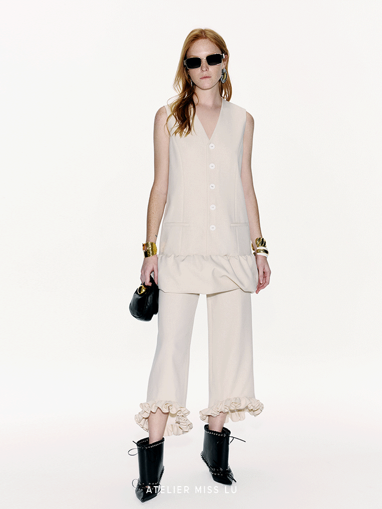 ATELIER MISS LUFluffy Bud Hem Panelled Button-Down Dress - CAPTIN.