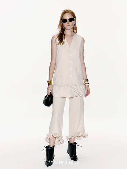 ATELIER MISS LUFluffy Bud Hem Panelled Button-Down Dress - CAPTIN.