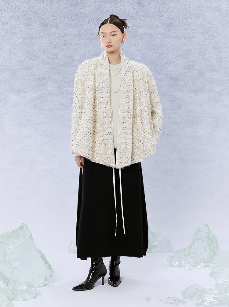 HECO Winter Warm Raccoon Fleece Wool Knitwear Sweater Women - side.