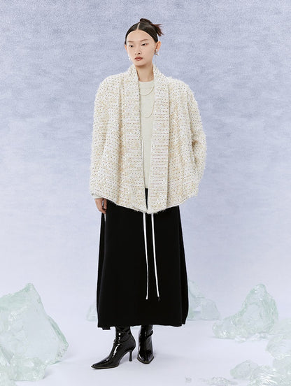 HECO Black white coffee Raccoon Fleece Wool Knitwear Sweater Women - side.