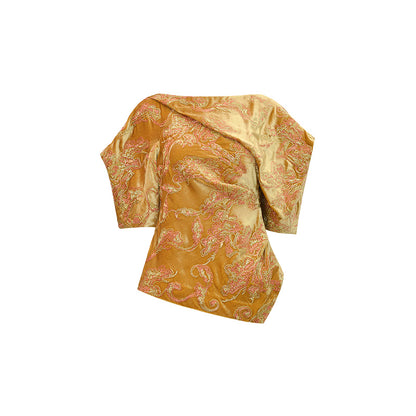 M essential Mackay designer Juyi velvet stand-up irregular silhouette top - TINA .