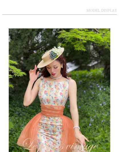 Le palais vintage vintage 50s elegant floral waist seal Hepburn dress - Charlotte
