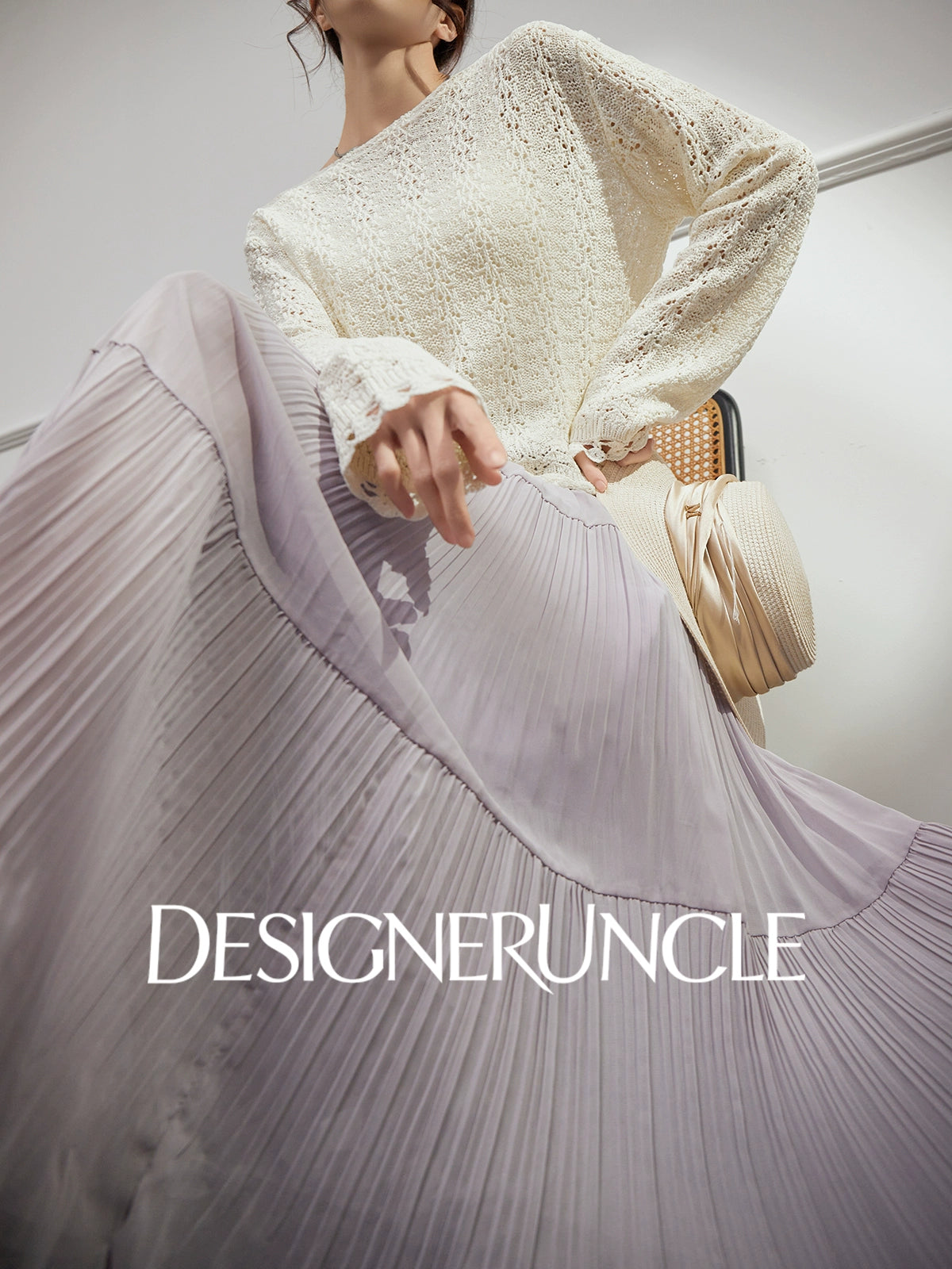 DGU "Suying" off-white knitted new air-quality versatile commuter top - Dana.