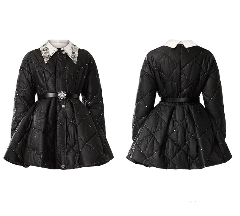 CHECOCRE Elegant Winter Contrast Heavy Industry Bead Flower Doll Collar Girl Design - VINCE