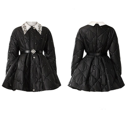 CHECOCRE Elegant Winter Contrast Heavy Industry Bead Flower Doll Collar Girl Design - VINCE