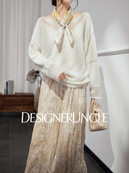 DGU "Soft Light"women's sweater loose and versatile shows thin and lazy knitted jacket - CREW.