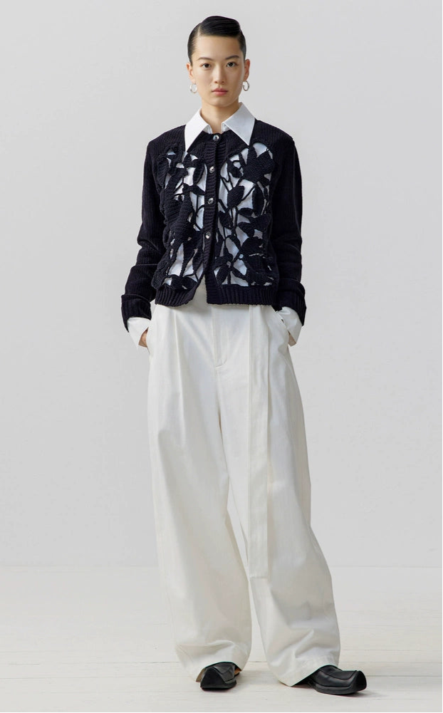ZHUCHONGYUN  contrasting cut-out knit top--YOSHIDA.