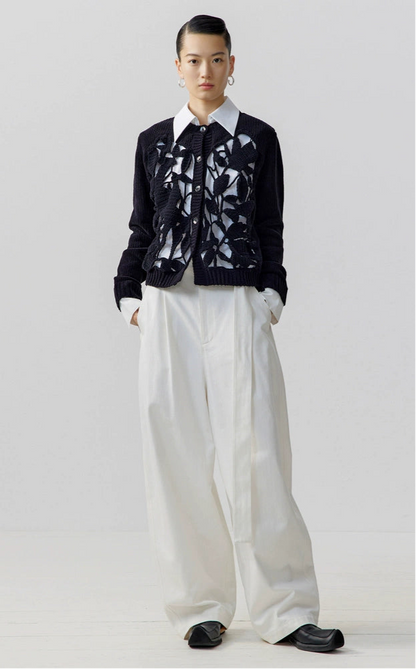 ZHUCHONGYUN  contrasting cut-out knit top--YOSHIDA.