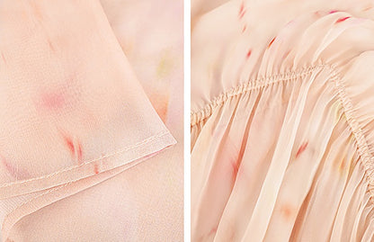 HECO Chinese Resort Style Flowing V-neck Dress - STONE.