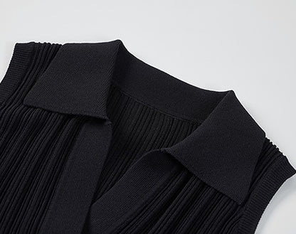 COMME MOI three acetate pit strip lapel knitted vest & pants - ELENA.