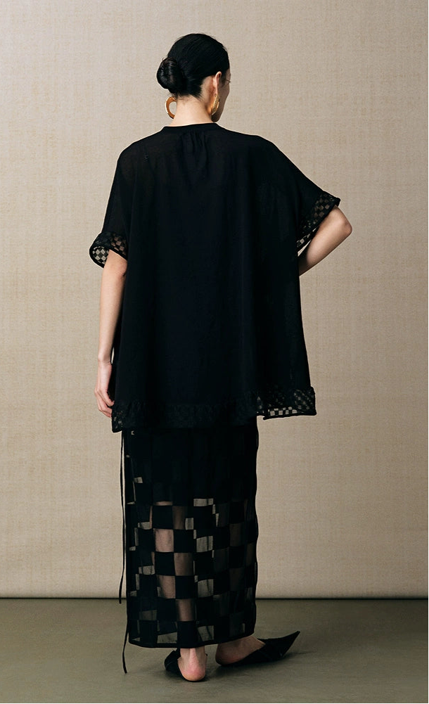 ZHUCHONGYUN summer new black spliced straight skirt--NAMIKAJE.