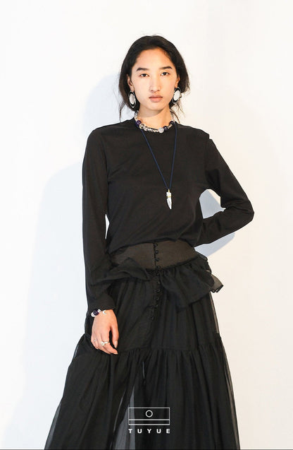 TUYUE slim crew neck casual top - BRENT.