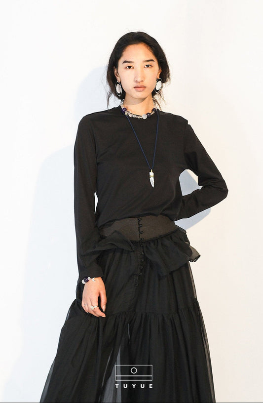 TUYUE slim crew neck casual top - BRENT.