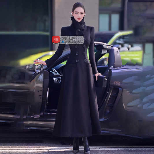 VJE  Warm Woolen Double-breasted Thickened Coat-JONG.