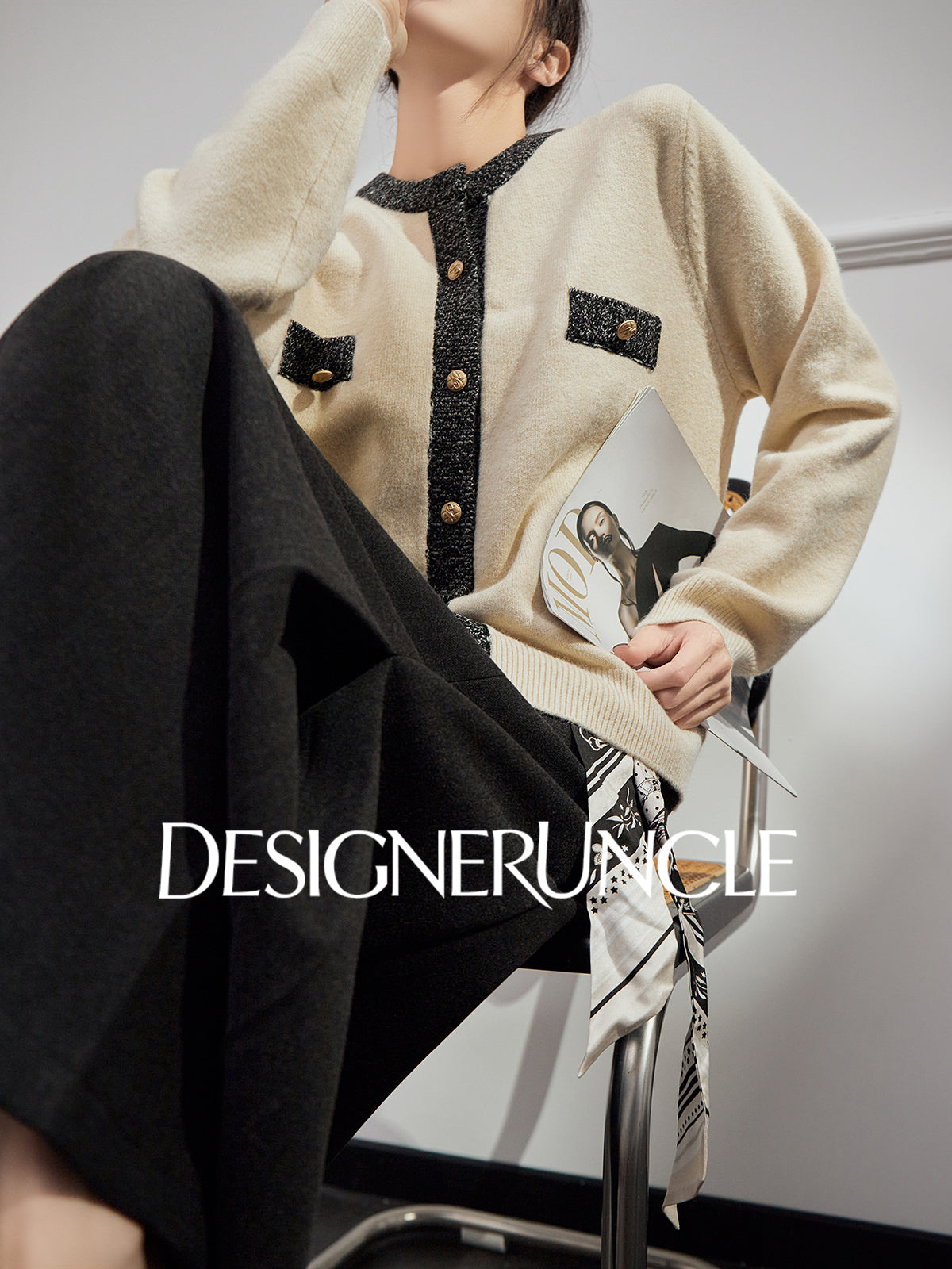 DGU "Muya" gray sweater cardigan new loose slimming high-end outer top - TARA.