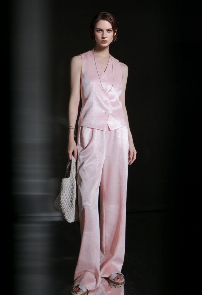 PIAOIN light luxury satin glossy heavy acetate suit pants  -HARPER