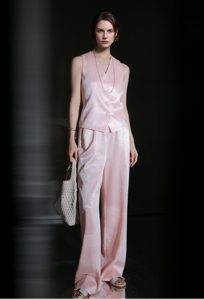 PIAOIN light luxury satin glossy heavy acetate suit pants  -HARPER