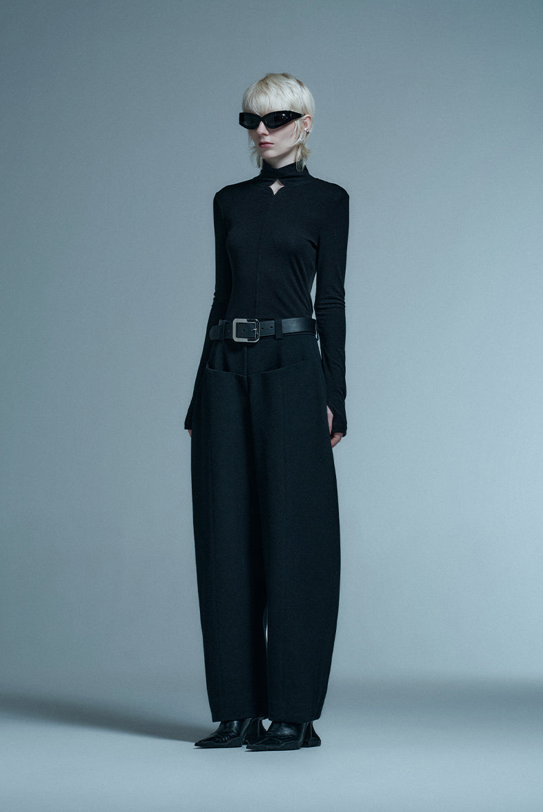 ANNAKIKI mid-waisted wool scimitar mid-rise trousers-ITSUKI