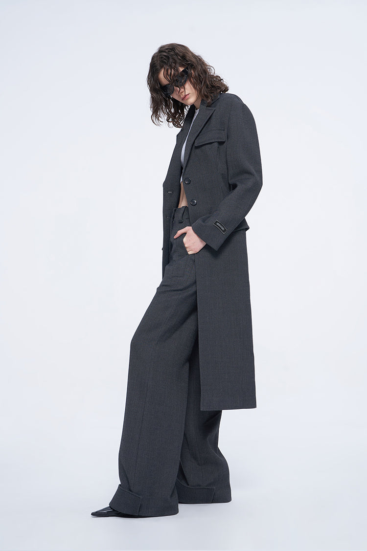 ANNAKIKI waistless fold deconstruct wide-leg pants for women-HITOME